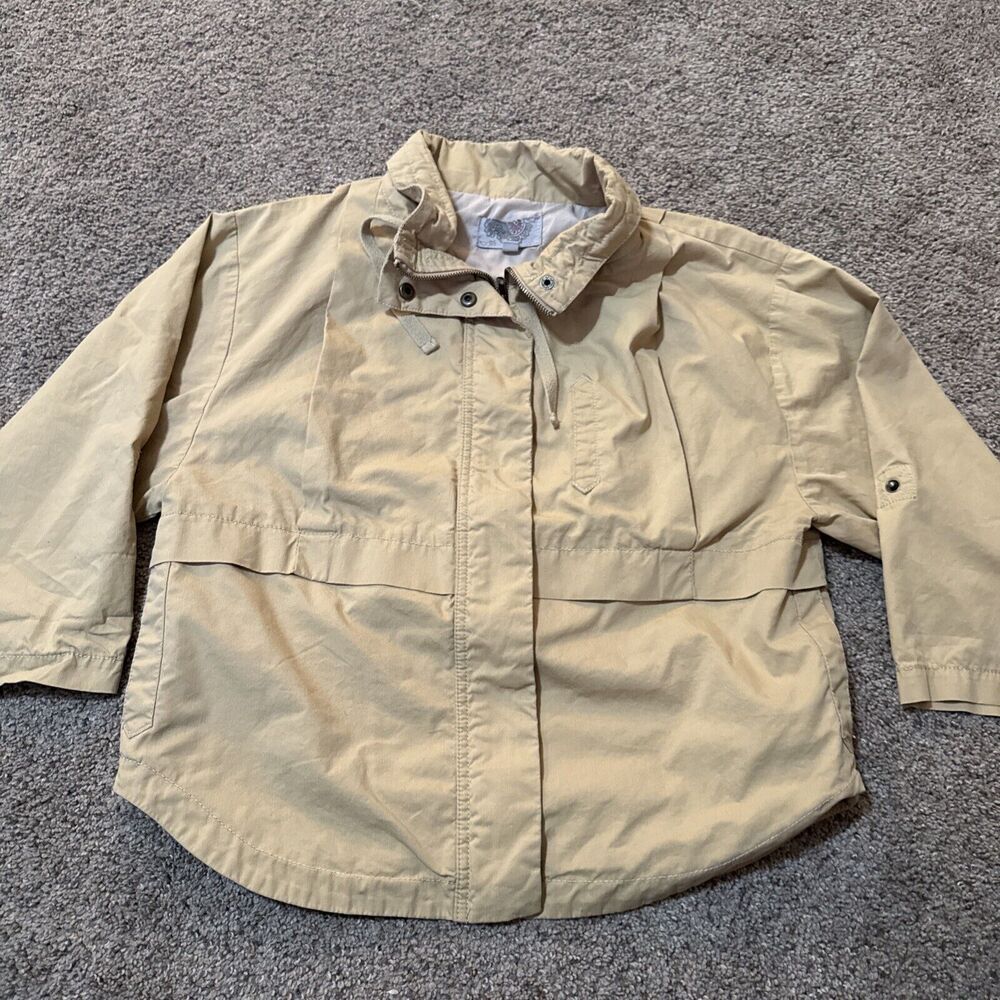 Ecote Military Style Tan Safari Jacket Pockets Womens Cancas Large Chore Barn